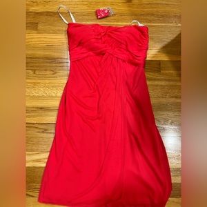 David’s bridal strapless bridesmaids dress in color punch, size 6